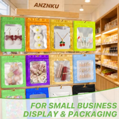 ANZNKU 100Pcs Green Mylar Bags, Resealable Smell Proof Small Zip Goodie Bag - color: Lime Green, size: 3.14x5.11 inches