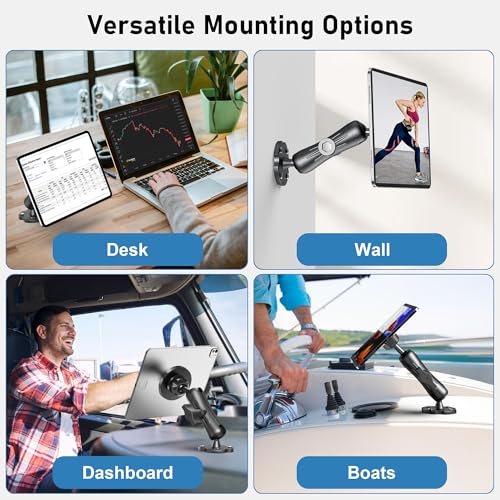 Keuvirya Upgraded 20x N52 Magnetic Aluminum Tablet Mount for Car Semi Truck - size: 4.7"-13.5" - 1 arm mount