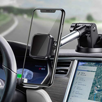 Universal Magnetic Cradle Windshield Dashboard Cell Phone Mount Holder for Samsung Galaxy Z Flip 5G , Long Telescopic Arm Enhanced Gel Suction Cup