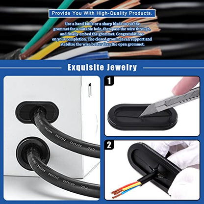 Glarks 10Pcs 13/16" x 1-13/16" - 20 x 45mm Oval Closed Rubber Grommet, Drill Hole Double-Sided Firewall Hole Plug Wire Protection Electrical Wire Gasket for Wire, Plug, Automotive, Plumbing - size: 13/16" x 1-13/16"