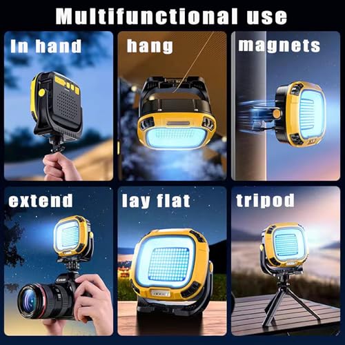 LED Work Light Rechargeable, 2500LM Waterproof Folding Portable Flood Lights with Magnetic and14 Light Modes,USB Emergency cob Work Light for Camping Car Repairing Emergency Job Site Lighting