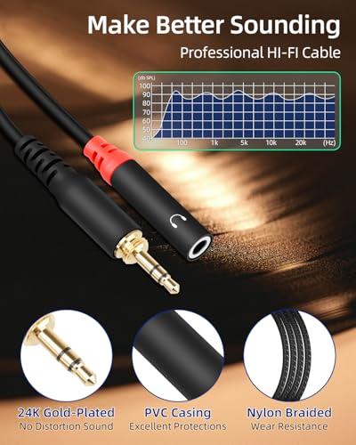 3.5mm AUX Audio Extension Cable, Audio Jack Extender, 1/8" Male to Female Headphone Extension Auxiliary Cable with 6.35mm Male Adapter for Smartphones,Headphones,Tablets(6.5FT/2M) - style: male to female