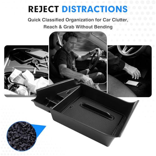 Autorder Center Console Organizer for 2021-2026 Hyundai Elantra Accessories Armrest Storage Box Secondary Insert Tray with Black & Blue Non-Slip Silicone Mats (NOT Fit Manual Hand Break Models) - size: 2021-2026 Hyundai Elantra