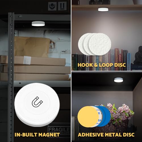 DAZZY DOT Rechargeable Puck Lights 2-Pack, Magnetic Tap Light, Cool White - color: Cool White
