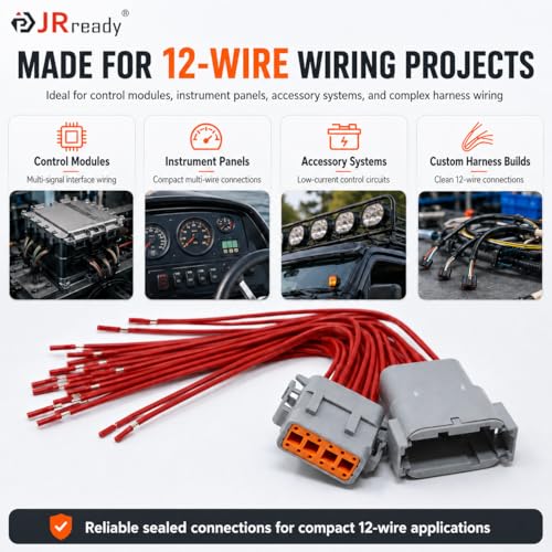 JRready ST6329-12 Deutsch DTM 12 Pin Connector Kit 4 Sets, Size 20 Contacts - size: 12 PIN (4 Sets)