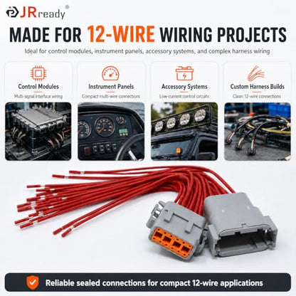 JRready ST6329-12 Deutsch DTM 12 Pin Connector Kit 4 Sets, Size 20 Contacts - size: 12 PIN (4 Sets)
