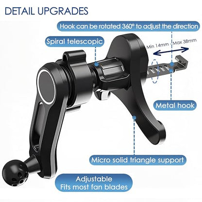 Car Vent Phone Mount with Swing Arm, Air Vent Clip Car Holder with Metal Hook, Cell Phone Holder for Your Car, Universal No-Blocking Hands-Free Cases-Friendly, for 4.7-6.9" Smartphone (Black)