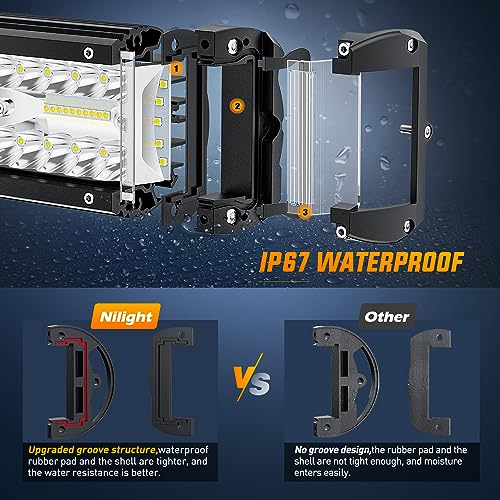 Nilight Side Shooter LED Lights 2PCS 4.3 Inch with Wiring Kit for Truck SUV - color: White Side Shooter Pods + Wiring