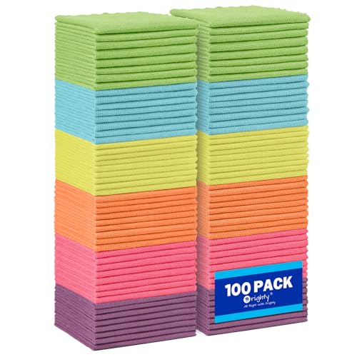 Orighty Microfiber Cleaning Cloth Bulk, 100 Pack Cleaning Rags, 12 x 11 in - color: Multicolor, size: 100 Pack