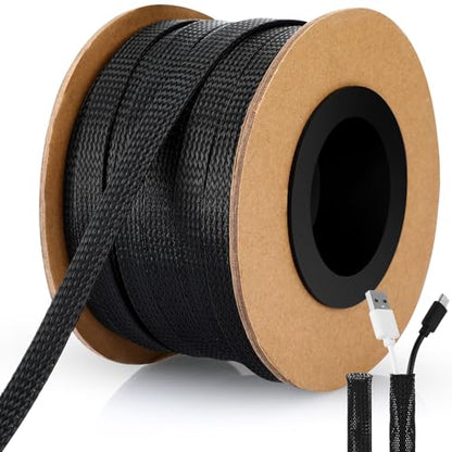 Pangda Braided Wire Loom 1/2'' X 300 Ft, Black - color: Black, size: 1/2'' x 300 ft