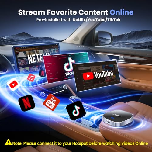 2-in-1 Wireless Apple CarPlay&Android Auto Adapter 2026, Magic AI Box Streaming Dongle Support Netflix/YouTube, Plug&Play, Car Play Wireless Adapter, Only Fit for Cars with Wired CarPlay/Android Auto