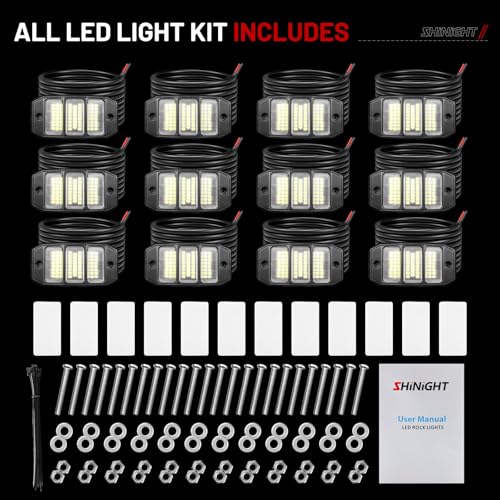SHINIGHT 12-Pod White Rock Lights, 6000K Pure White,72 LED SMD Chips, IP68 - size: 12 Pods