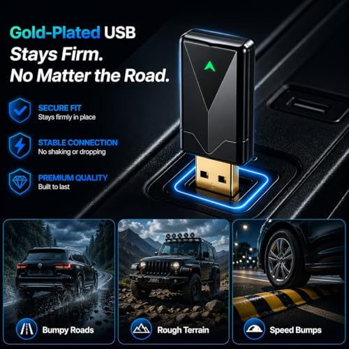 Wireless CarPlay Adapter– Android Auto Wireless Adapter, 5.8GHz Wi-Fi Plug & Play,Mini and Stable iOS 10+/Android 10+, Fast Auto-Connect for Cars 2016+ (1Pcs)