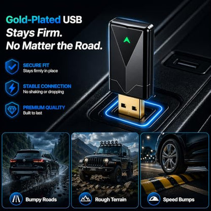 Wireless CarPlay Adapter– Android Auto Wireless Adapter, 5.8GHz Wi-Fi Plug & Play,Mini and Stable iOS 10+/Android 10+, Fast Auto-Connect for Cars 2016+ (1Pcs)