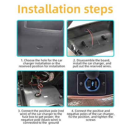 48W Fast Charger Panel for Car Boat, 30W PD+18W QC3.0 Quick Charge USB-C & USB-A Ports, Universal 12V/24V Waterproof Charging Hub, Automotive Marine Adapter for Phone, Tablet, Laptop