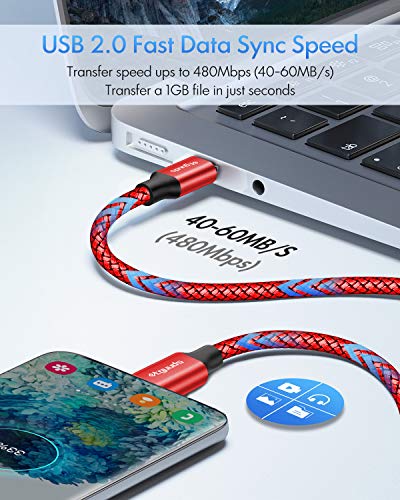 etguuds USB C to USB C Cable 6.6ft, 2-Pack 60W C to C Cable Fast Charging - color: Red, size: 6.6ft