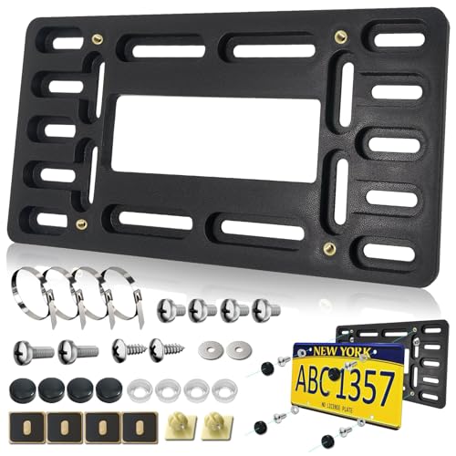 Front License Plate Mount Bracket, Car Plate Holder Universal Mounting Kit - color: Black-Classical