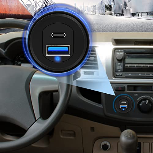 Type C 3.1 & USB 3.0 Car USB Port Mount Flush Extension Cable - style: USB3.0 + TC3.1 1ft