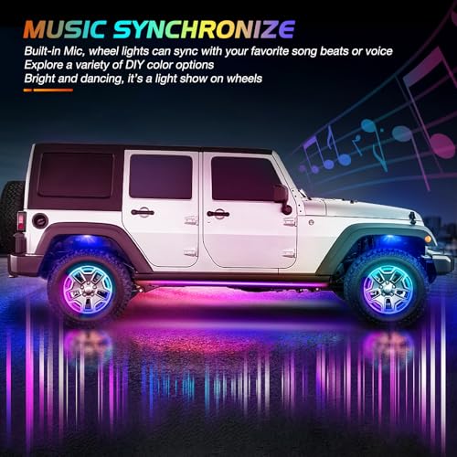 Nilight 4PCS 17.5inch Double Row LED Wheel Ring Light RGB with APP & Remote - color: RGB-Double Row, size: 17.5inch