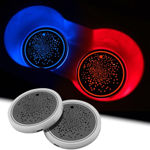 2Pcs LED Car Cup Holder Lights, 7 Colors USB Rechargeable Cup Coasters