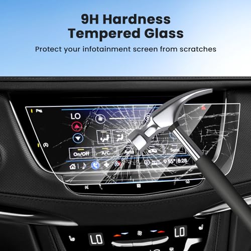 Canvcle 2PCS 9H Screen Protector for 2017-2025 Cadillac XT5/2020-2025 XT6 Accessories, 8 Inch Navigation Screen Tempered Glass Touchscreen Protector Navigation Screen Cover Protective Film - size: 2017-2025 Cadillac XT5/XT6 8 Inch