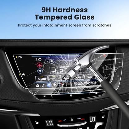 Canvcle 2PCS 9H Screen Protector for 2017-2025 Cadillac XT5/2020-2025 XT6 Accessories, 8 Inch Navigation Screen Tempered Glass Touchscreen Protector Navigation Screen Cover Protective Film - size: 2017-2025 Cadillac XT5/XT6 8 Inch