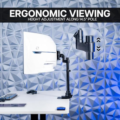 VIVO Clamp-on Single Ultra Wide Monitor Desk Mount, Low Profile Heavy Duty Adjustable Stand for 1 Ultrawide Screen up to 57 inches, 59.4 lbs Capacity, Black, STAND-V157C - size: up to 57" screens, style: Standard