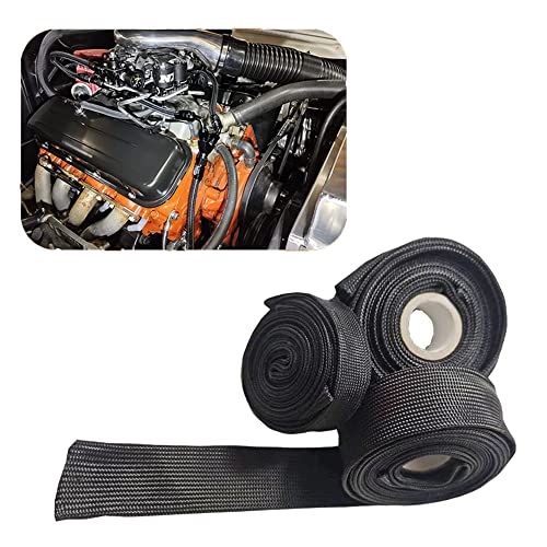 Spark Plug Wire Heat Shield Heat Hose 1/2" IDX10' Fiberglass Wrap Heat Sleeve Adjustable Fuel Line Heat Shield for Car&Auto Wire Loom Protection (Black) - color: black, size: 1/2" IDX10'