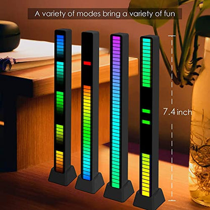 Soulpunk RGB Rechargeable Sound Control Light, Voice-Activated Pickup Music Rhythm Lights, Creative Colorful LED Ambient Light, with 15 Modes Music Sync 32-Bit Audio Spectrum for Car（4 Pack-App） - color: 4Pack-Black(App)