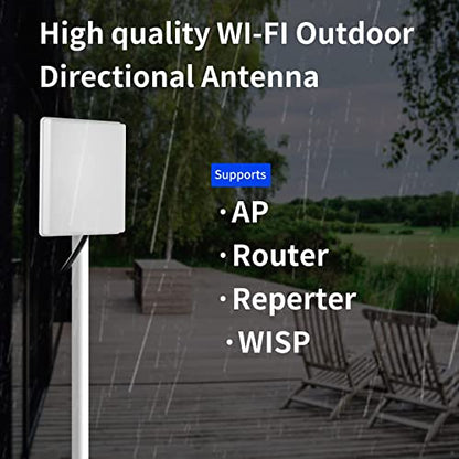 Outdoor 15dBi Dual Band WiFi 2.4GHz 5GHz 5.8GHz Long-Range Directional Panel Antenna with 10Ft Cable for WiFi Router Wireless Network Card Security IP Camera Video Surveillance Monitor, Eifagur - style: Panel Antenna