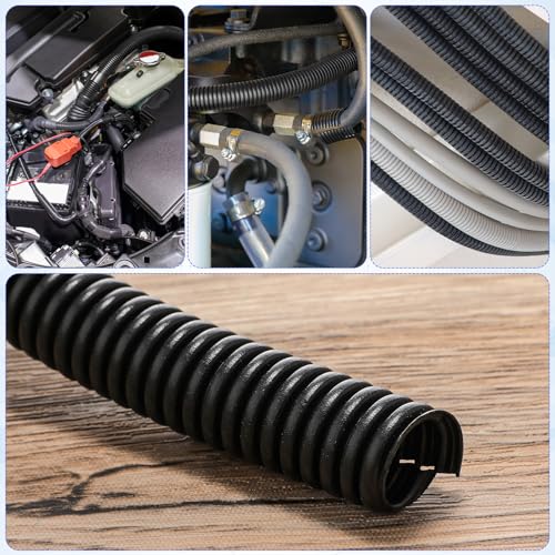Sasylvia 1/4", 1/2", 3/8" X 10 ft Split Wire Loom Tubing, Cord Protector - size: 1/4", 1/2", 3/8" X 10ft