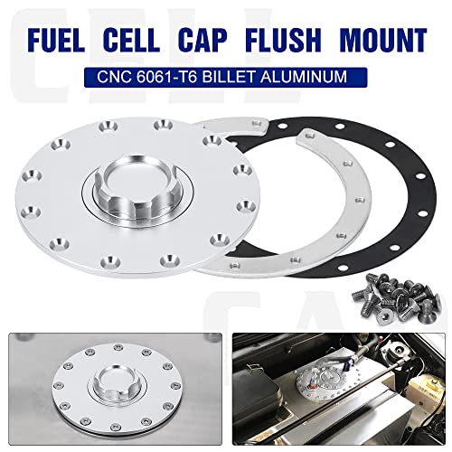 PTNHZ Universal Billet Aluminum Fuel Cell Cap Embedded Auxiliary Oil Tank Cover Flush Mount With 12 Hole Cell Bung and Gasket - size: Embedded Oil Tank Cover