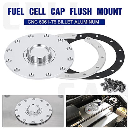 PTNHZ Universal Billet Aluminum Fuel Cell Cap Embedded Auxiliary Oil Tank Cover Flush Mount With 12 Hole Cell Bung and Gasket - size: Embedded Oil Tank Cover