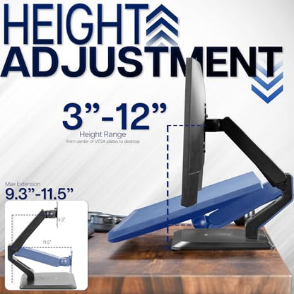 VIVO Premium Single 17 to 32 inch VESA Monitor and Touch Screen Desk Stand with Rotating Base, Freestanding Pneumatic Height Adjustable Arm, 12 inch Maximum Screen Height, Black, STAND-V001R