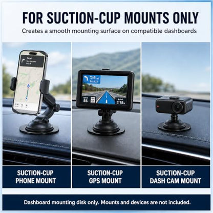 Dashboard Pad Mounting Disk for Suction Cup Mounts Only, 3.23 in Heat-Resistant Adhesive Base with Flexible Steel Reinforcement, Fits Flat & Curved Dashboards, Phone Holders, GPS & Dash Cams 3 Pack - style: 3 Count (Pack of 1)