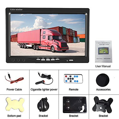 Hikity 7'' Vehicle Backup Camera Monitor Only Quad Split LCD Display Screen - size: 7 Inch+Car Charger