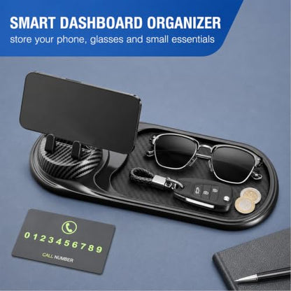 Anti Slip Mat for Car Dashboard,Dash Mat,Multi-Functional Support Anti-Slip Pad,3 in 1 Dashboard Grip Pads for Phones,Support Anti Slip Pad for Phones Sunglasses Keys Gadgets(Carbon Fiber)