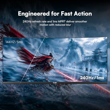 34 Inch Ultrawide Curved Gaming Monitor, 240Hz, UWQHD(3440 x1440) | 1500R, 21:9 VA Panel, 1ms, 127% sRGB, HDR10, FreeSync, HDMI, DisplayPort, VESA, for Work, Business - size: 34 inch
