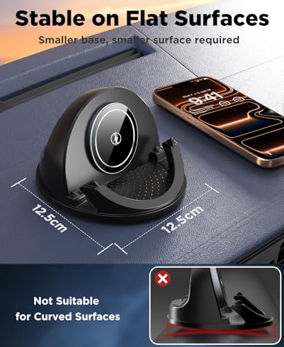 Beeasy 15W Qi Wireless Car Charger for Dashboard, Built‑in Cooling Fan, Nano Sticky Gel Non‑Slip Car Phone Holder, Wireless Car Charger Mount for iPhone Samsung Android Smartphones