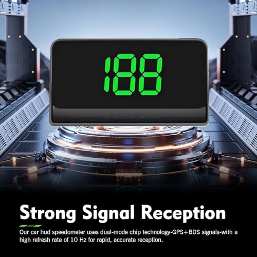 Car Heads Up Display, High Definition Center Console Speedometer Projector, USB Plug & Play Night Visible HUD Digital Speedometer, Universal for Most Cars (Green) - color: Green
