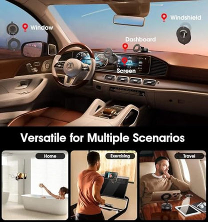 Magnetic Car Phone Holder Vacuum Adsorption Suitable for iPhone and Android Phones 360° Adjustable Suction Cup Bracket for Automobiles[98+LBS Strongest Suction & 2800gf Magnetic]