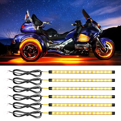 Amber Led Strip Lights Car,Led Lights for Motorcycles 30CM (6PCS) - color: Yellow