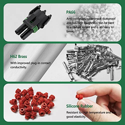 Kikerike 286Pcs 25 Kits Waterproof Automotive Electrical Connectors 2 Male&Female Pin 22-14AWG Wire Harness Spark Plug Connector Terminals Plug Kit Car - size: 25 Kits 22-14AWG 2 Pin