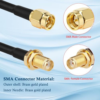 XRDS -RF SMA Cable 50FT, SMA Male to SMA Female Bulkhead RG316 SMA Extension Cable for 4G LTE Router Cellular SDR USB Dongle Receiver - size: 50FT