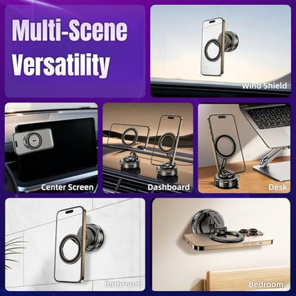 Magnetic Vacuum Car Phone Holder 360° Adjustable Foldable - color: Grey, size: GY-15B