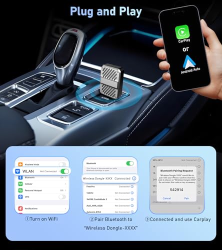Tsnam Wireless CarPlay Adapter for iPhone & Android Auto USB Dongle