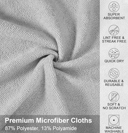 UPSTAR Microfiber Cleaning Cloth, Reusable Paper Towels Rolls, 50 Packs 12x12 inch Cleaning Rags for Washing Dishes, Kitchen, Bathroom, Car, Grey - color: Grey