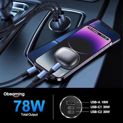 78W 12V USB Outlet with Silver Ring, Aluminum Car USB C Socket - color: 1Pcs