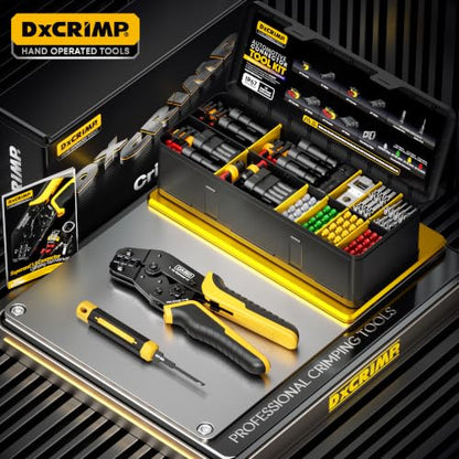 Waterproof Automotive Electrical Connectors Crimping Tool Kit, 1/2/3/4 Pin Waterproof Plugs, Ratchet Crimper for 24–14 AWG Wires, Includes Removal Tools for Car, Truck, RV, Boat Wiring Harness