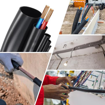 MECCANIXITY 5m PVC Cable Sleeve Tubing, 20mm PVC Tube Black Cord Organizer Wire Shielding Sheathing Wrap - size: 5m x 20mm